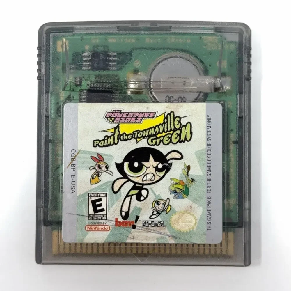 Powerpuff Girls Paint the Townsville Green GBC 2000 Cart Refurbished Tested